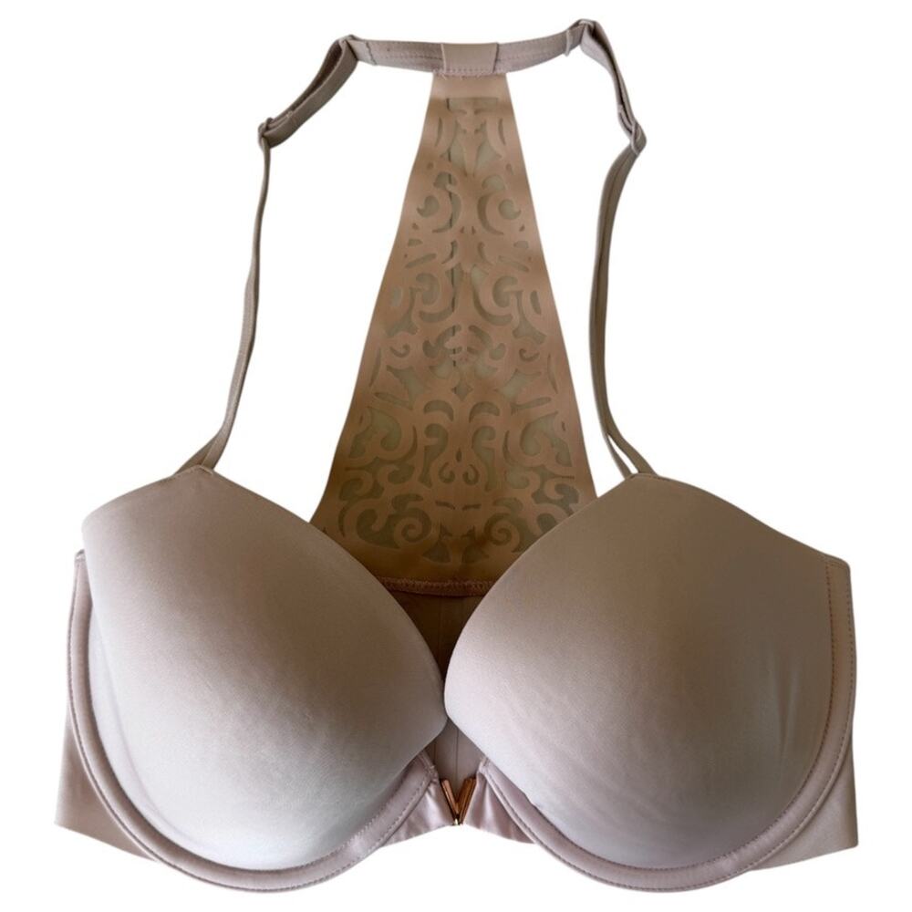 Victoria's Secret Racerback Demi Underwire Bra Light Pink Mesh Lace Back Sz 32DD